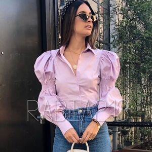 Zara Lilac Puff Sleeve Blouse